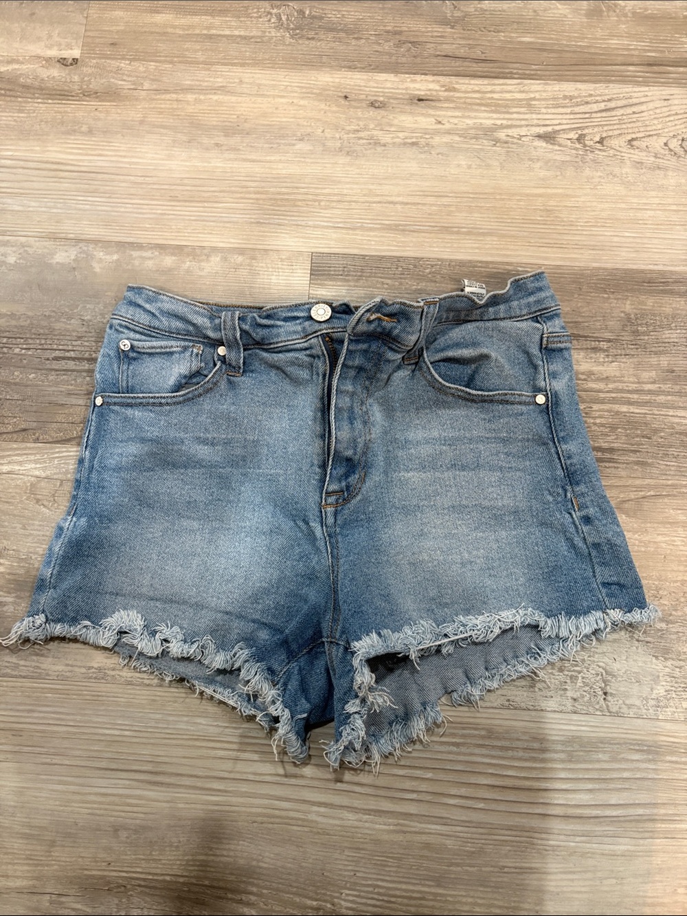 Celebrity Pink Distressed Light Blue Denim Jean Shorts